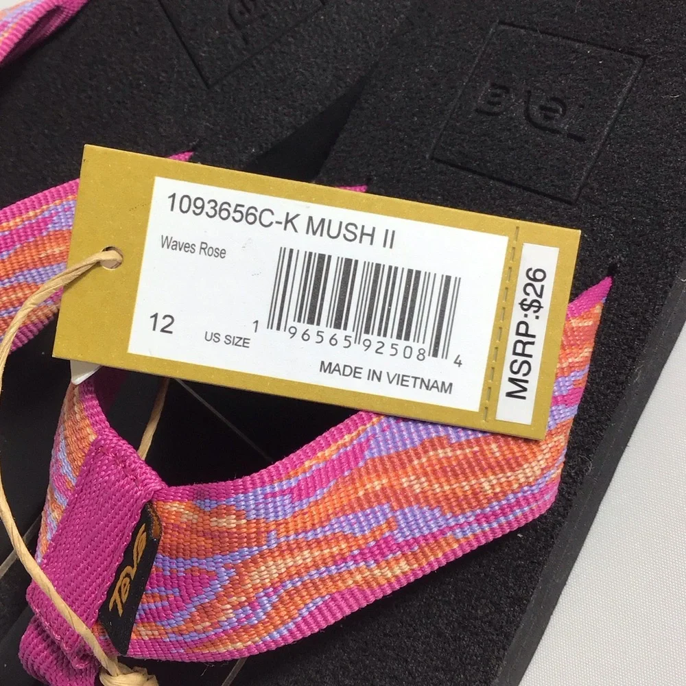 Teva Girl's Pink and Black Water Sandals Flip Flops